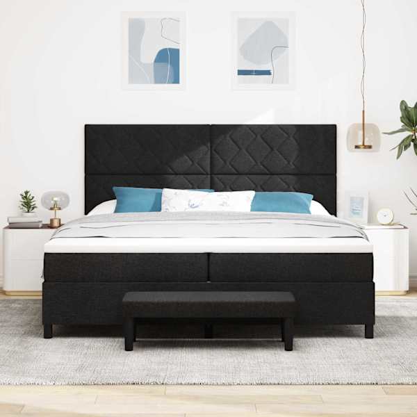 Kontinentaalvoodi koos madratsiga, must, 200 × 200 cm, kangas — mudel 3344172