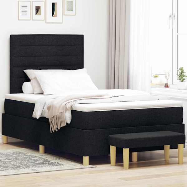 Kontinentaalvoodi koos madratsiga, must, 120 × 200 cm, kangas — mudel 3344214