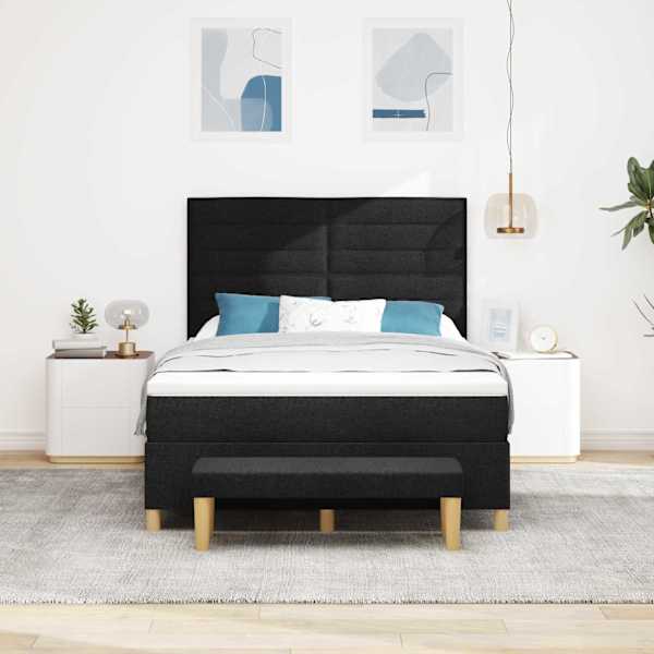 Kontinentaalvoodi koos madratsiga, must, 140 × 190 cm, kangas — mudel 3344221