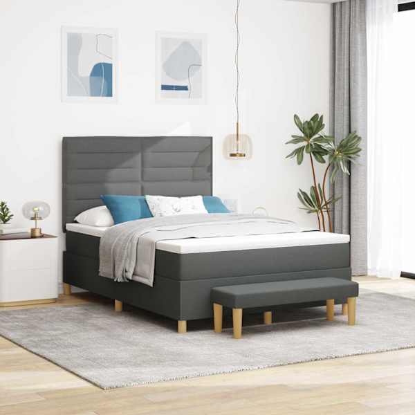 Kontinentaalvoodi koos madratsiga, tumehall, 140 × 200 cm, kangas — mudel 3344227