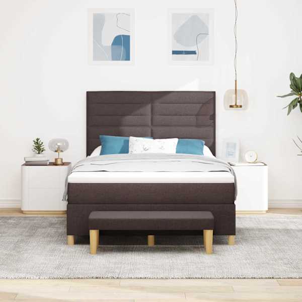 Kontinentaalvoodi koos madratsiga, tumepruun, 140 × 200 cm, kangas — mudel 3344229