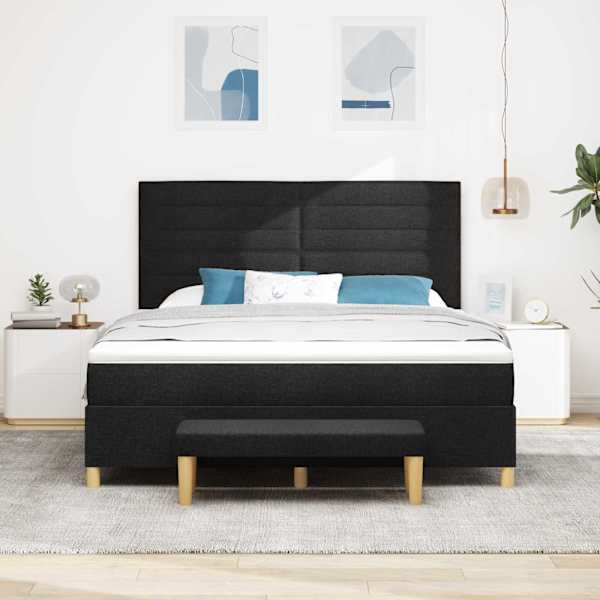 Kontinentaalvoodi koos madratsiga, must, 180 × 200 cm, kangas — mudel 3344242
