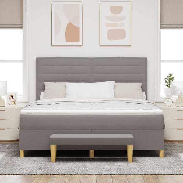 Kontinentaalvoodi koos madratsiga, pruunikashall, 180 × 200 cm, kangas — mudel 3344244