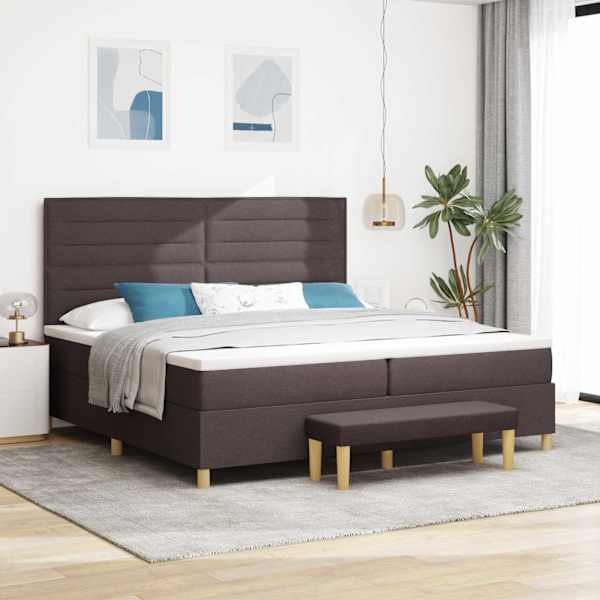 Kontinentaalvoodi koos 2 madratsiga, tumepruun, 200 × 200 cm, kangas — mudel 3344250