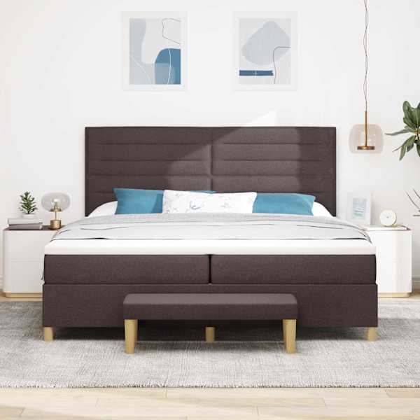 Kontinentaalvoodi koos 2 madratsiga, tumepruun, 200 × 200 cm, kangas — mudel 3344250