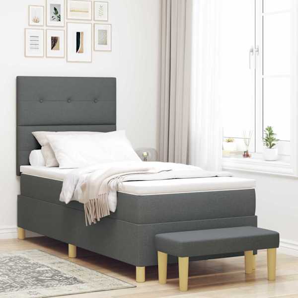 Kontinentaalvoodi koos madratsiga, tumehall, 100 × 200 cm, kangas — mudel 3344276