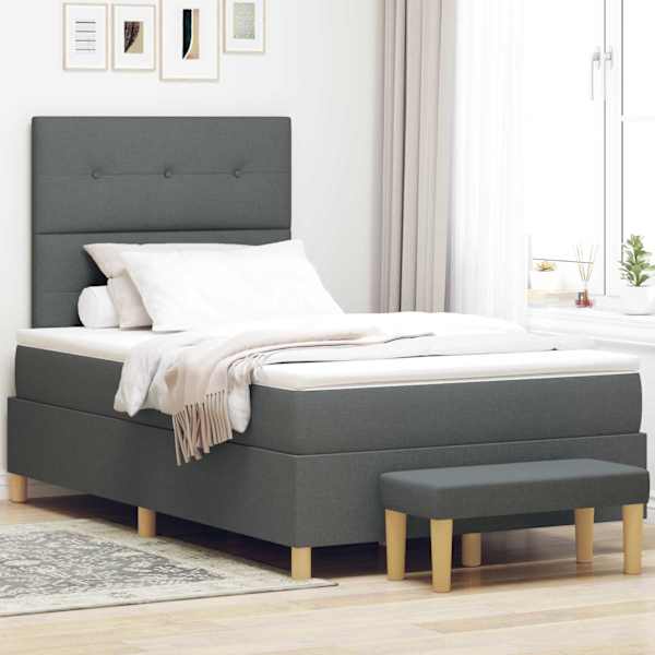 Kontinentaalvoodi koos madratsiga, tumehall, 120 × 190 cm, kangas — mudel 3344283