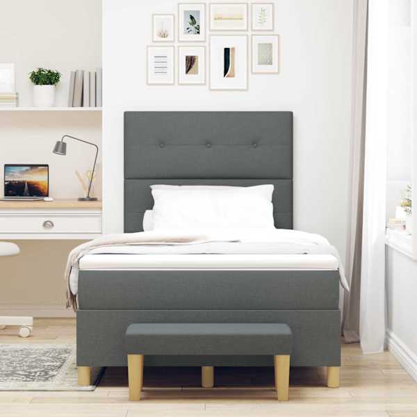 Kontinentaalvoodi koos madratsiga, tumehall, 120 × 190 cm, kangas — mudel 3344283
