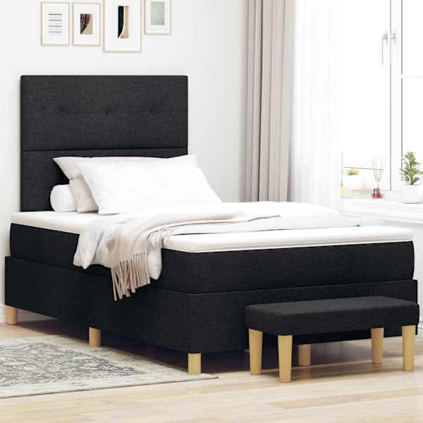 Kontinentaalvoodi koos madratsiga, must, 120 × 190 cm, kangas — mudel 3344284