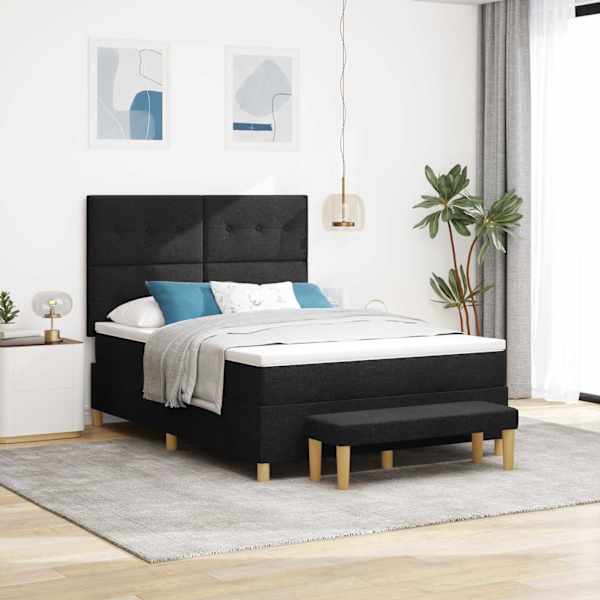 Kontinentaalvoodi koos madratsiga, must, 140 × 190 cm, kangas — mudel 3344298