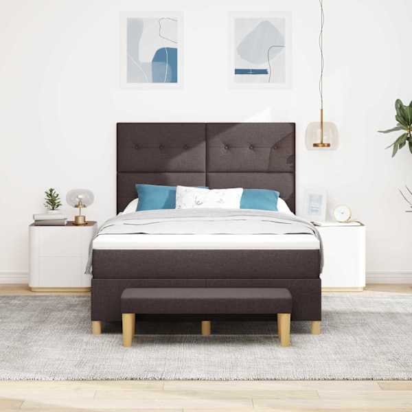 Kontinentaalvoodi koos madratsiga, tumepruun, 140 × 200 cm, kangas — mudel 3344306