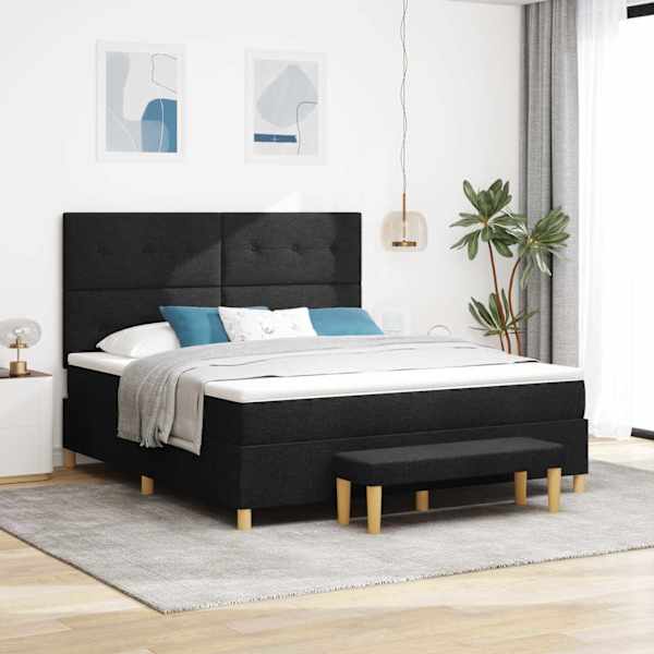 Kontinentaalvoodi koos madratsiga, must, 180 × 200 cm, kangas — mudel 3344319