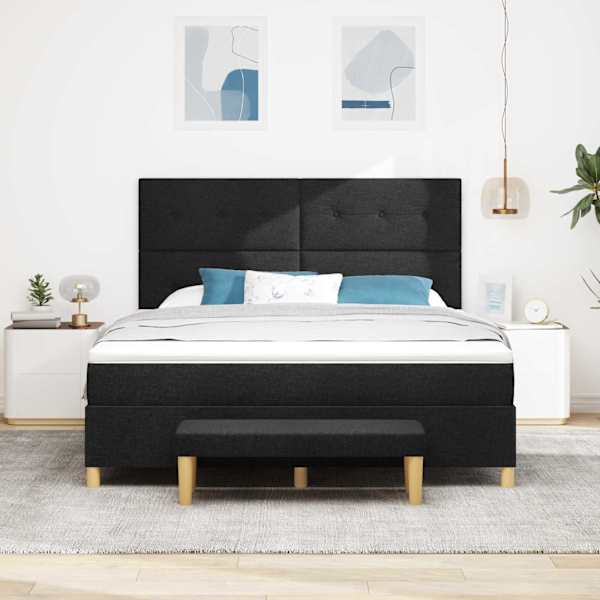 Kontinentaalvoodi koos madratsiga, must, 180 × 200 cm, kangas — mudel 3344319
