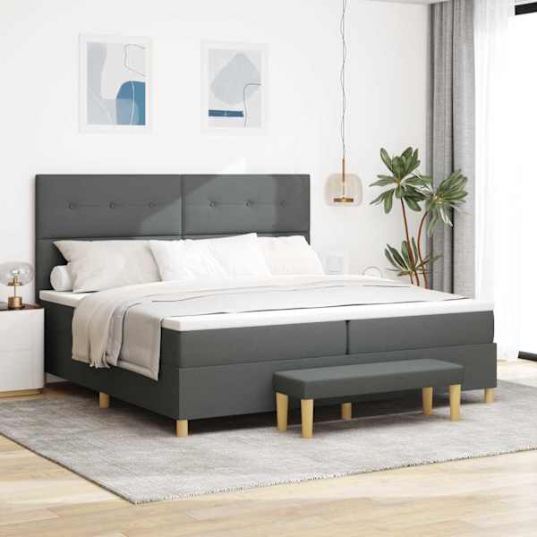Kontinentaalvoodi koos madratsiga, tumehall, 200 × 200 cm, kangas — mudel 3344325