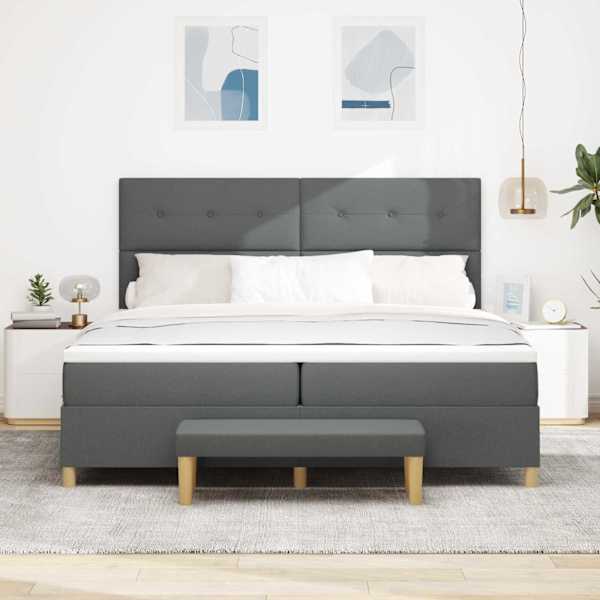 Kontinentaalvoodi koos madratsiga, tumehall, 200 × 200 cm, kangas — mudel 3344325