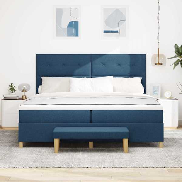 Kontinentaalvoodi koos madratsiga, sinine, 200 × 200 cm, kangas — mudel 3344330