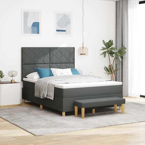 Kontinentaalvoodi koos madratsiga, tumehall, 140 × 200 cm, kangas — mudel 3344381