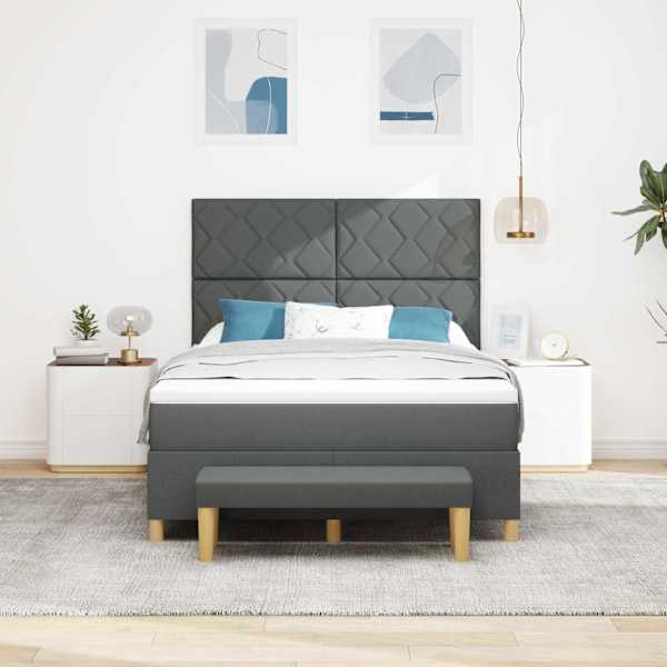 Kontinentaalvoodi koos madratsiga, tumehall, 140 × 200 cm, kangas — mudel 3344381