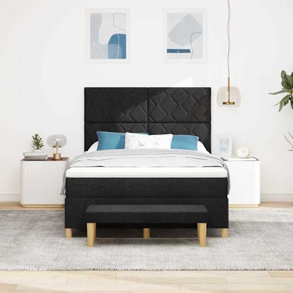 Kontinentaalvoodi koos madratsiga, must, 160 × 200 cm, kangas — mudel 3344389