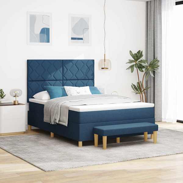 Kontinentaalvoodi koos madratsiga, sinine, 160 × 200 cm, kangas — mudel 3344393