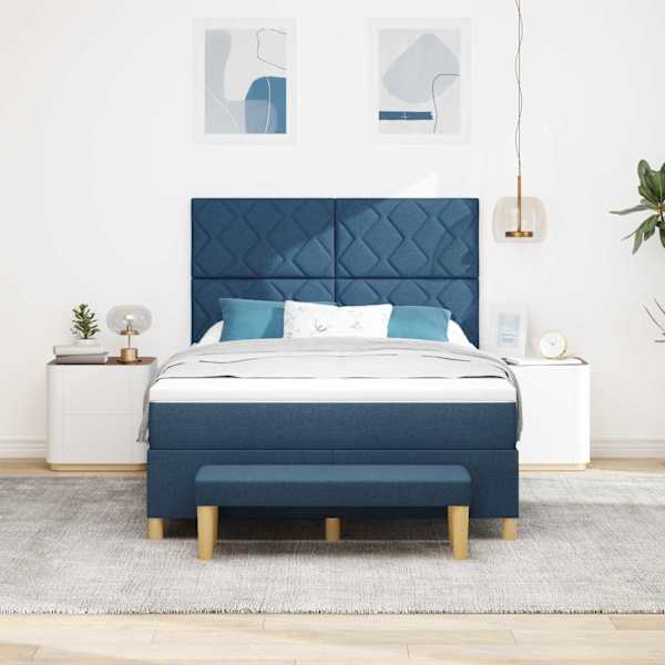 Kontinentaalvoodi koos madratsiga, sinine, 160 × 200 cm, kangas — mudel 3344393