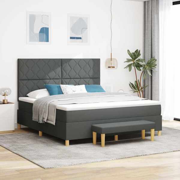 Kontinentaalvoodi koos madratsiga, tumehall, 180 × 200 cm, kangas — mudel 3344395