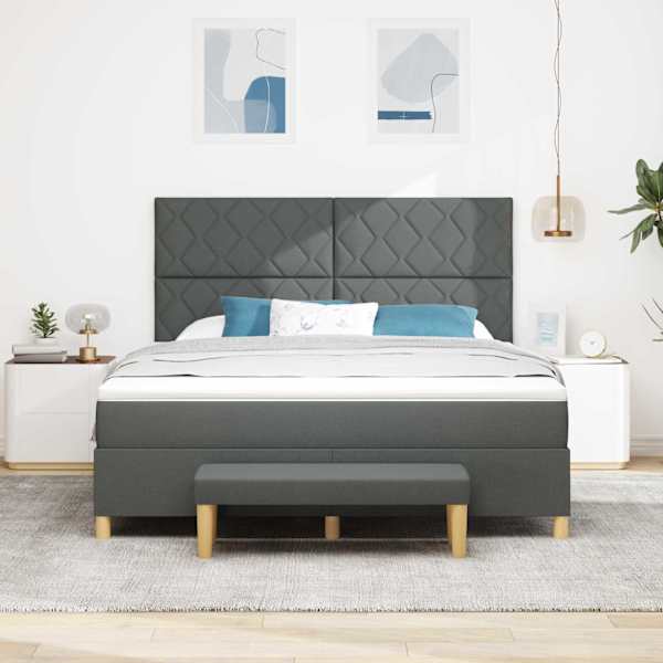 Kontinentaalvoodi koos madratsiga, tumehall, 180 × 200 cm, kangas — mudel 3344395