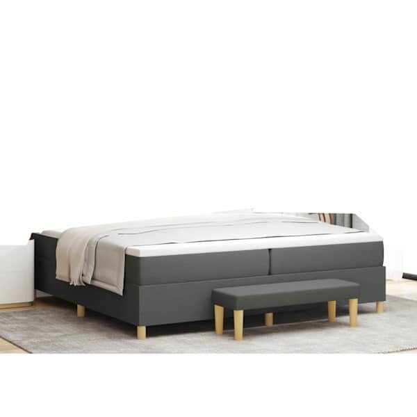 Kontinentaalvoodi koos 2 madratsiga, tumehall, 200 × 200 cm, kangas — mudel 3344402
