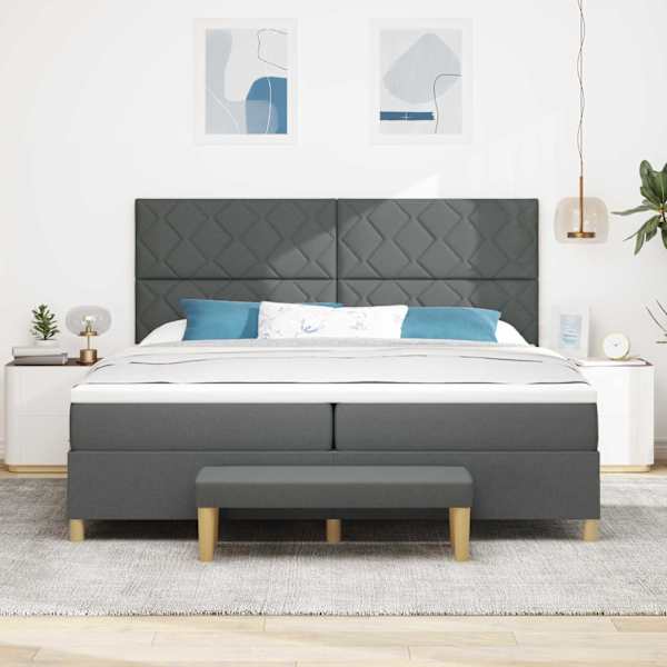 Kontinentaalvoodi koos 2 madratsiga, tumehall, 200 × 200 cm, kangas — mudel 3344402