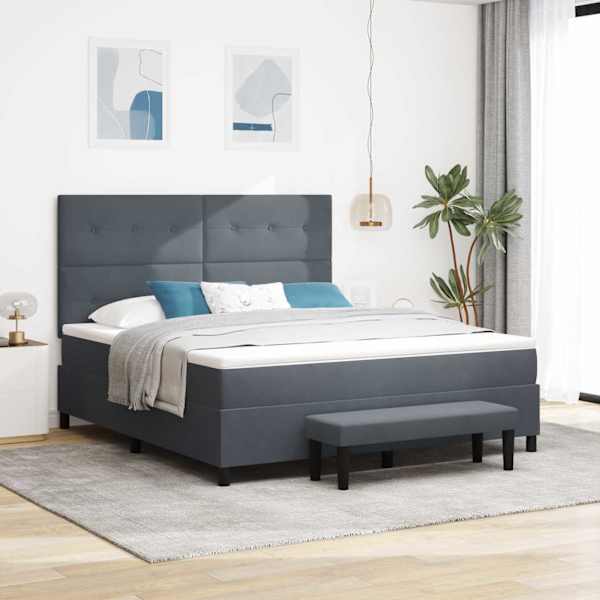 Kontinentaalvoodi koos madratsiga, tumehall, 180 × 200 cm, samet — mudel 3344463