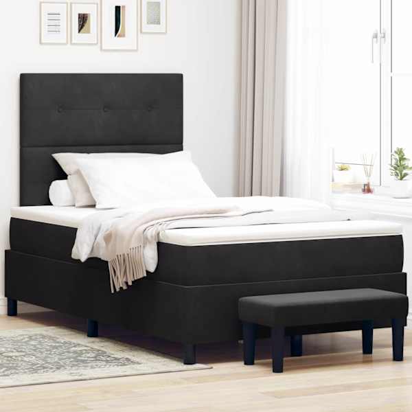 Kontinentaalvoodi koos madratsiga, must, 120 × 200 cm, samet — mudel 3344506