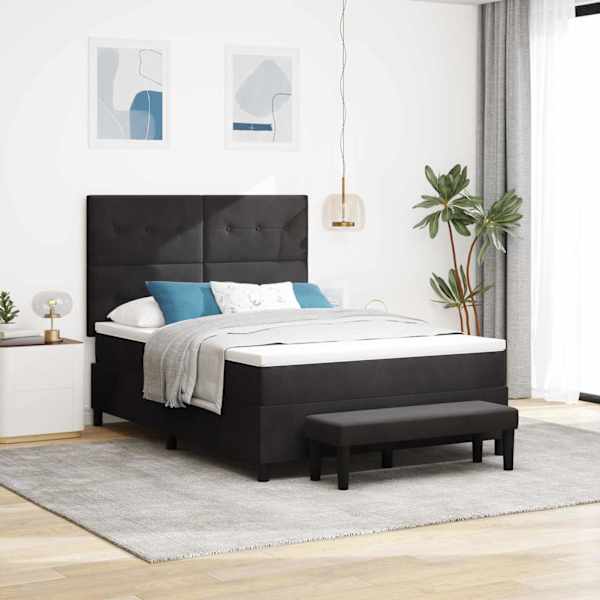 Kontinentaalvoodi koos madratsiga, must, 140 × 190 cm, samet — mudel 3344512
