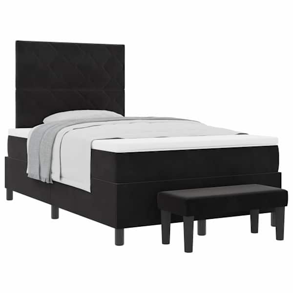 Kontinentaalvoodi koos madratsiga, must, 120 × 190 cm, samet — mudel 3344566