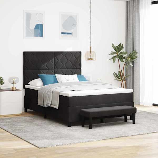 Kontinentaalvoodi koos madratsiga, must, 140 × 190 cm, samet — mudel 3344578