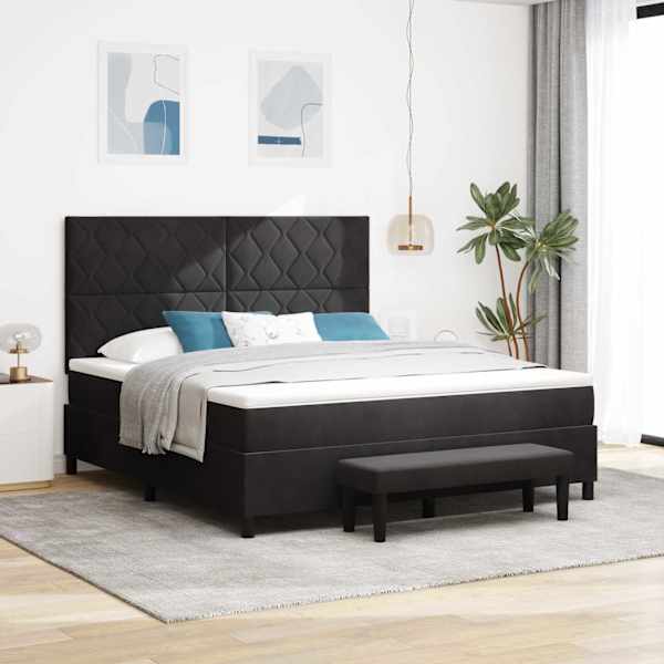 Kontinentaalvoodi koos madratsiga, must, 180 × 200 cm, samet — mudel 3344596
