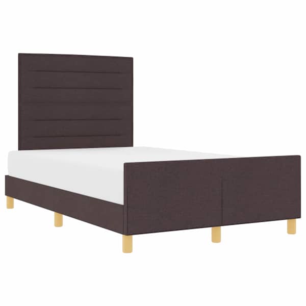 Voodiraam peatsiga, tumepruun, 120 × 200 cm, kangas — mudel 3344644