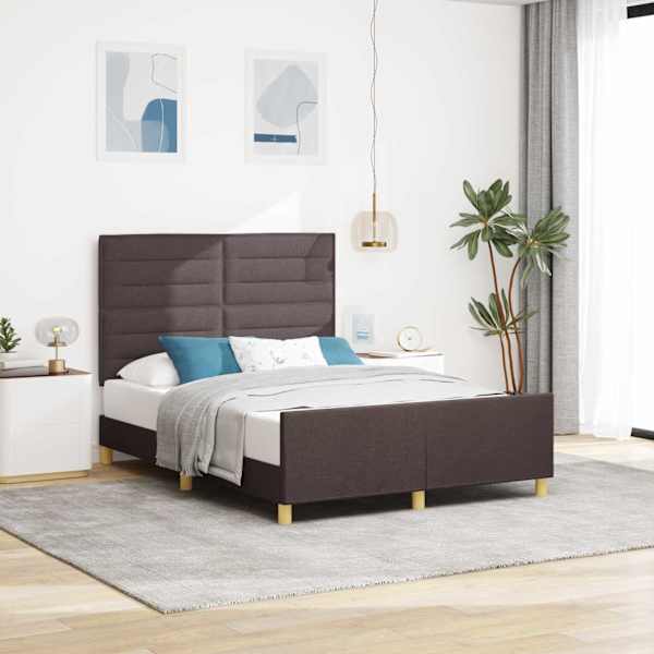 Voodiraam peatsiga, tumepruun, 140 × 200 cm, kangas — mudel 3344658