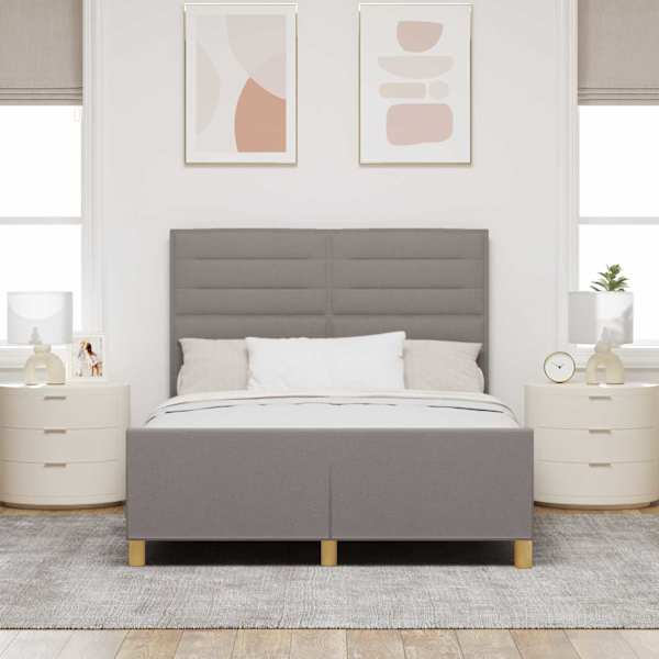Voodiraam peatsiga, pruunikashall, 140 × 200 cm, kangas — mudel 3344659
