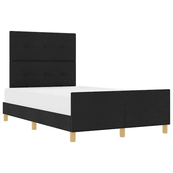 Voodiraam peatsiga, must, 120 × 190 cm, kangas — mudel 3344713