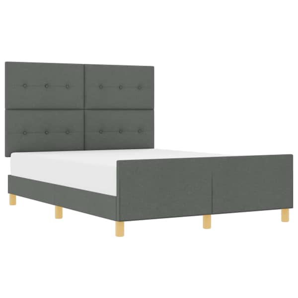 Voodiraam peatsiga, tumehall, 160 × 200 cm, kangas — mudel 3344740