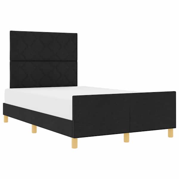 Voodiraam peatsiga, must, 120 × 190 cm, kangas — mudel 3344790