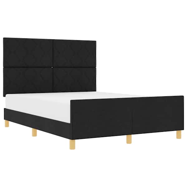 Voodiraam peatsiga, must, 140 × 190 cm, kangas — mudel 3344804