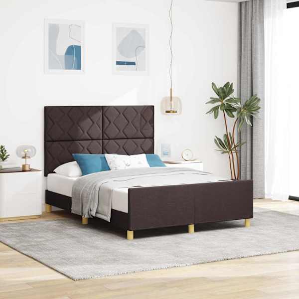 Voodiraam peatsiga, tumepruun, 160 × 200 cm, kangas — mudel 3344819