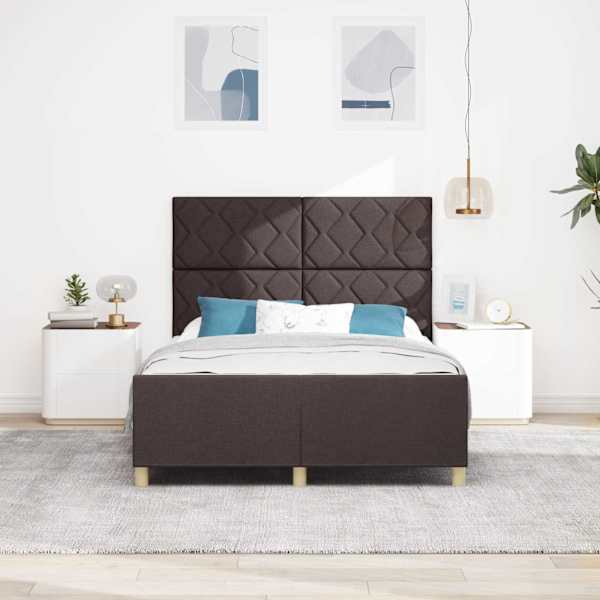 Voodiraam peatsiga, tumepruun, 160 × 200 cm, kangas — mudel 3344819