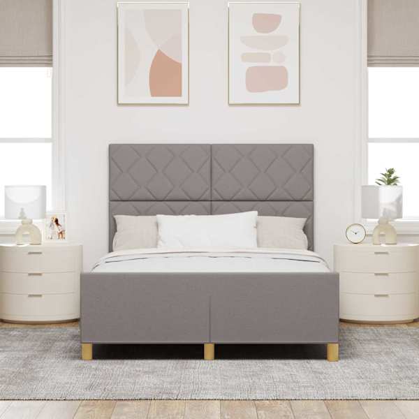 Voodiraam peatsiga, pruunikashall, 160 × 200 cm, kangas — mudel 3344820