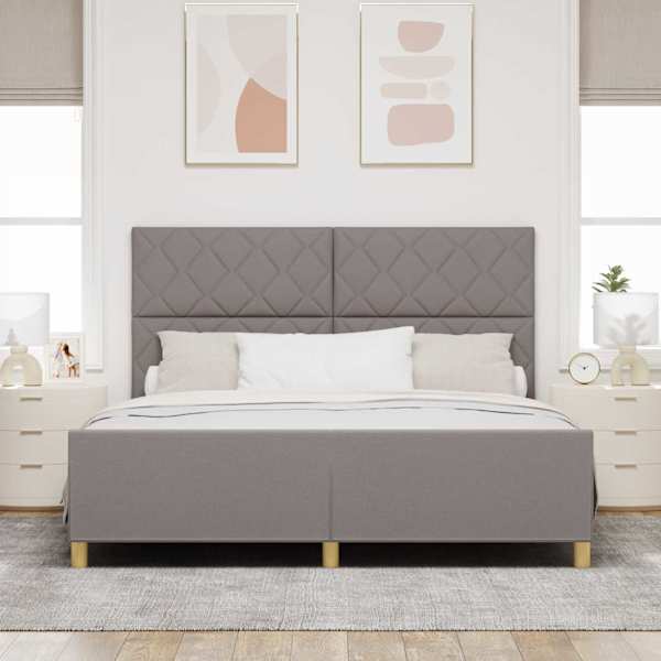 Voodiraam peatsiga, pruunikashall, 180 × 200 cm, kangas — mudel 3344827