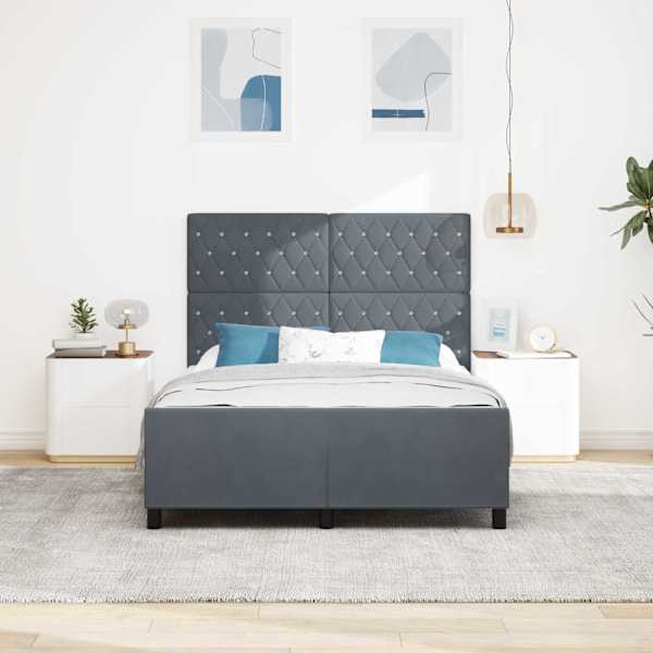 Kontinentaalvoodi, tumehall, 160 × 200 cm, samet — mudel 3344886