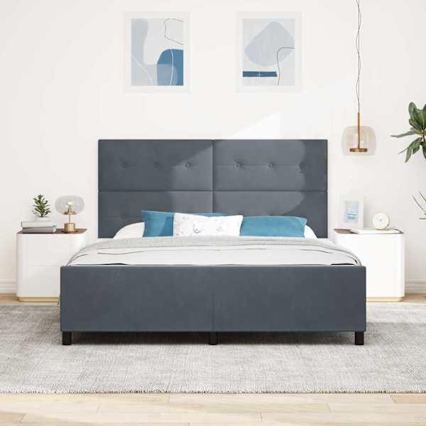 Kontinentaalvoodi, tumehall, 180 × 200 cm, samet — mudel 3344958