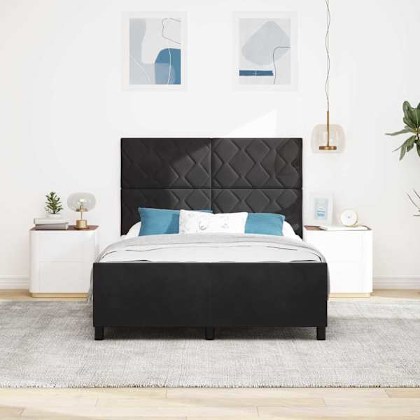 Kontinentaalvoodi, must, 140 × 190 cm, samet — mudel 3345007