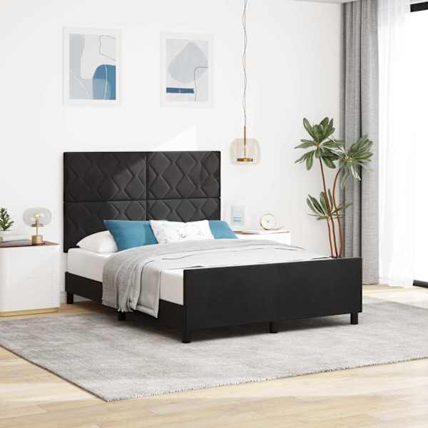 Kontinentaalvoodi, must, 140 × 200 cm, samet — mudel 3345013